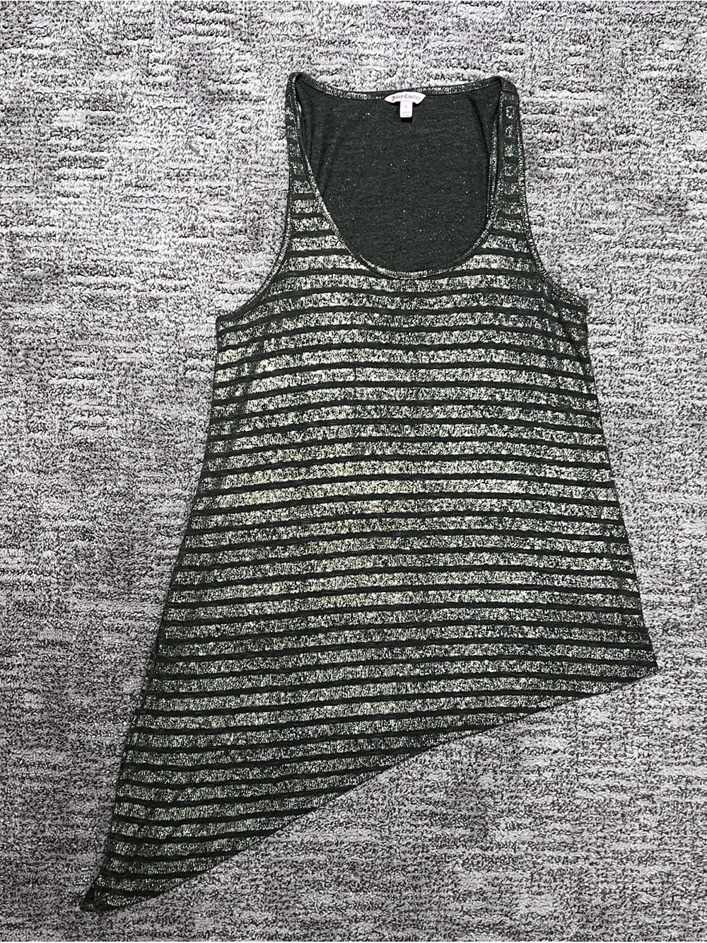 Juicy Couture Black and Silver Striped Asymmetrical Tank